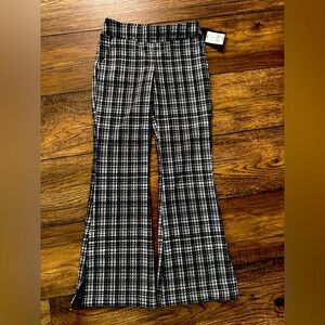 Black and White Plaid Flare Pants